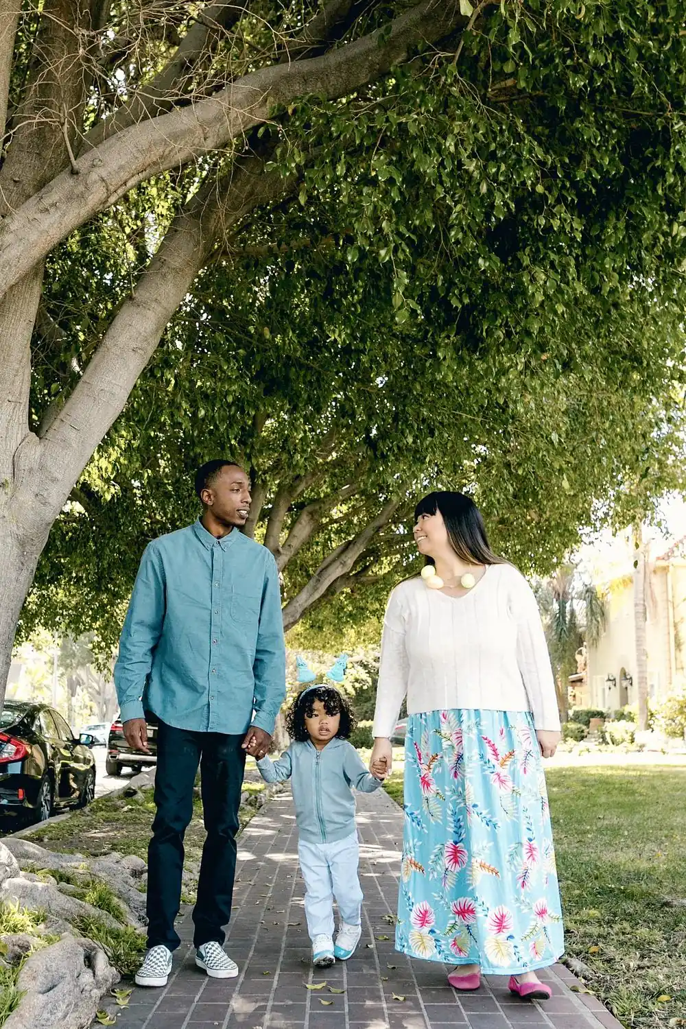 A family walking together outdoors